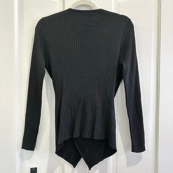 A.Z.I. New York Women Black V-Neck Dressy Sweater 3D Floral Appliqué Size L NWT - Picture 7 of 9